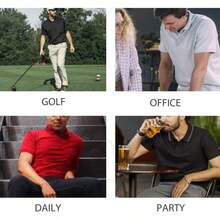 3 Pack Mens Polo Shirts Short Sleeve Performance Moisture Wicking Golf Shirt Athletic Quick Dry Collar Casual Shirts - 黑色+藏青色+紅色 - 查看 6