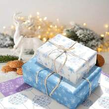 12pcs High Quality Snowflake Theme Gift Wrapping Paper - Premium Christmas & Holiday Wrapping Paper, Suitable For Birthdays And Parties, Reindeer Decor, No Accessories Included Christmas Christmas Decorations Christmas Pajamas Christmas Gifts Christmas Decor - Multicolor - View 2