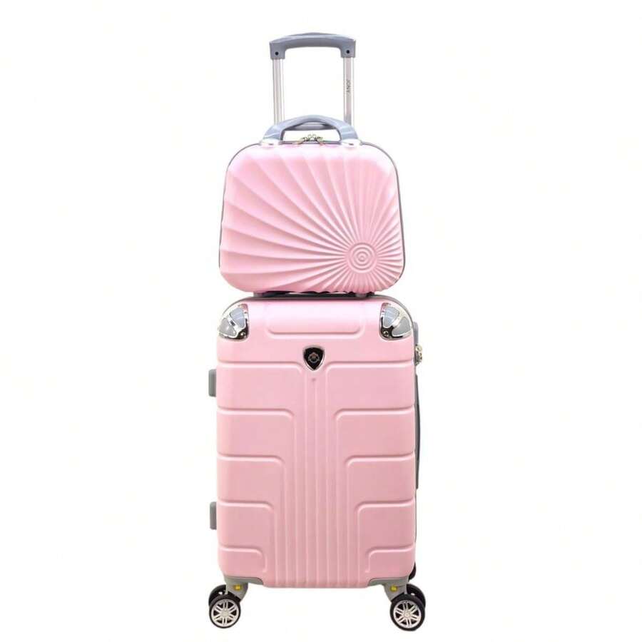JONY Maleta Más Neceser de 20 Pulgadas Con Candado Fijo De Combinación y 4 Llantas 360° - Rosa Pálido - Ver 1