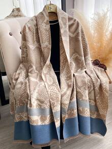 1 chiếc khăn choàng cổ Jacquard họa tiết da rắn thanh lịch cổ điển dành cho nữ, thích hợp cho phòng có máy lạnh, khăn quàng cổ đa năng thời trang cho mùa thu/đông cho trang phục - Nhiều màu - Xem 8