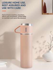 1 Set - Main Cup 500ml - Extra 2 Matching Small Cups Stainless Steel Insulated Tumbler Set - Thermal, Leak-Proof, Suitable For Hot & Cold Beverages - Ideal For Travel, Business And School - Water Bottle, Outdoor Gear, Sports Bottle, School Supplies, Suitable For Fitness, Sports And Outdoor Activities - Premium Portable Cup - Suitable For Milk, Coffee, Tea, Juice Etc. - Can Be Used As Christmas Gift, New Year Gift, Valentine's Day Gift, Birthday Gift, Graduation Gift