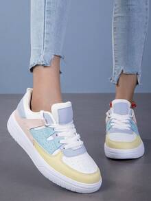 BAOLIANGXIONG Lady's Sneaker Walking Style Shoes Women's Casual Shoes Outdoor White Sneakers - 白黃月 - 查看 2