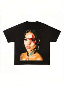 Jhene Aiko Inspired Hip Hop Graphic T-Shirt - Black Cotton Crew Neck Tee With Bold Red & White Print, Short Sleeve Casual Summer Top For Men & Women, Music Fan Apparel |     Bold Graphic Tee |     Comfortable Fit, Jhene Aiko Shirts - 白色 - 查看 1