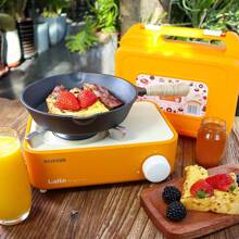 Maxsun 1pc 2.1kw Power Mini Portable Gas Stove, Stainless Steel Outdoor Camping Picnic Cooker With Storage Box In Multiple Colors, Butane Gas Camping Stove For Kitchen, Kitchen Stuff, Camp Kitchen - Coffee Brown - View 4