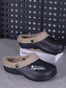 Men's Winter New Thermal Slippers, Indoor Non-Slip Soft Thick Sole Couple Outdoor Wear, Plush Lining Warm Casual Home - Black - View 6