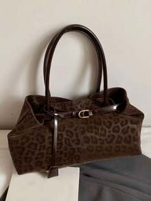 Artificial Leather Leopard Pattern Handbag, Fashionable Multi Functional Exquisite Retro Shoulder Bag, Suitable For Commuting And Shopping. - Multicolor - View 9