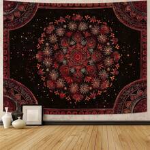 Boho Mandala Tapestry Wall Hanging Bohemian Floral Flower Medallion Tapestry Aesthetic Wall Art Large Green Yellow Hippie  Tapestries, Vintage Wall Decor Banner For Living Room Bedroom Dorm Home Decor(40x30inch/60x40inch/60x51inch/80x60inch) - 2-黑色 - 查看 1