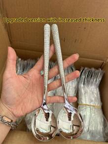 Cirelle 2/5pcs Stainless Steel Hammered Spoon Set - Perfect For Soup, Dining & Kitchen Use