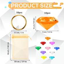 10pcs Chaos Emerald And Ring Set, Including 10% Acrylic Crystal Diamond Gem, Jewelry Birthday Party - Multicolor - View 3