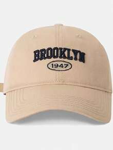 1 Pieza Gorra de béisbol con estilo lavado 1947 y bordado 3D de letras - Brooklyn para mujer, gorra de sol vintage, sombrero de sol ajustable para exteriores, estilo Y2K para hombre
