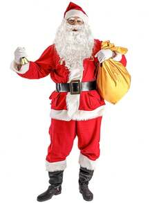 3pcs/1pc Santa Claus Beard And Wig Set, Suitable For Christmas Costumes, Perfect For Holiday Celebrations, Parties And Festive Events. - Multicolor - View 3