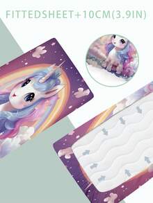 1PC Customized 110g Single Bed Sheet, Customized Purple Cartoon Pony Bed Sheet (1-Piece Set), Digital Printed Polyester Material Suitable For Children, Girls, Families, Holiday Gifts - Multicolor - View 3