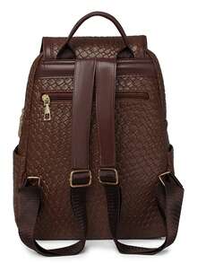 Women's Soft Leather Backpack, High Capacity Female Casual Travel Backpack - Brown - View 3
