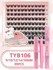 Mikiwi DIY Cluster Lash Extension Kit  Manga Lashes,Lash Cluster Natura  Fairy Lash Cluster Individual Lash Kit With Lash Bond And Sea,Lash Remover,Lash Tweezers,Volume Cat Eye Natural Eyelash Extension,DIY At Home - 黑色 - 查看 14