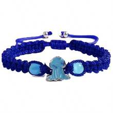 Cute Cartoon Character Woven Bracelet, With Multi-Color Strings And Blue Beads. It's Full Of Childlike Charm And Versatile. Perfect For Giving To A Best Friend Or Keeping For Yourself. Super Sweet! Grab Your Own Adorable One Now! - 寶藍色 - 查看 1