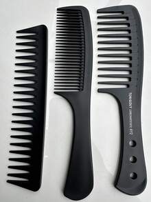 3 件套发刷、黑色理发梳、宽齿苹果梳（适用于沙龙）、美发套装、美发工具套装、发饰 - 黑色 - 查看 3