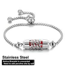 Stainless Steel Aromatherapy Bracelet Diffuser Jewelry Adjustable Chain Hollow Out Flower Perfume Aroma Diffuser Bracelet For Men Women Couple Locket Bracelets - Silver - View 20