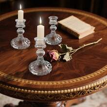 1pc Elegant Transparent Glass Candle Holder - Perfect For Centerpiece Decoration, Suitable For Roman Cup/Tulip/Glass Candle Holder - Wedding And Home Decor | Ideal For Halloween, Christmas And Thanksgiving