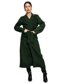 Elegant Overcoat With 2 Pockets HF-SBT-005 - Verde Escuro - View 1