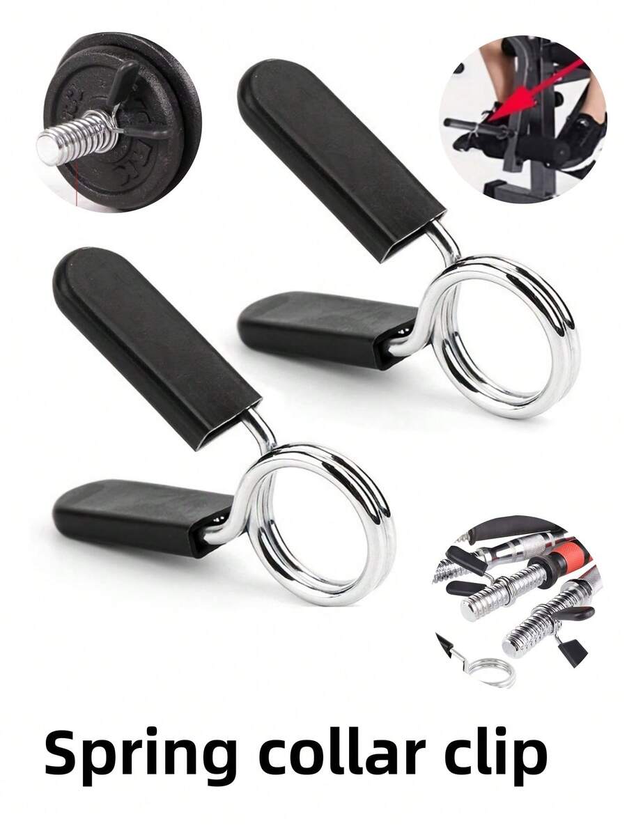 6pcs Barbell Clamps, Spring Collar Clips, Gym Weight Dumbbell Locks, Standard Weightlifting Kit, Barbell Collars, Essential For Gym Workout Training - Multicolor - View 1