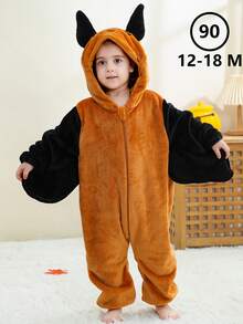 MICHLEY 1Pc Baby Cartoon Animal Form Flannel Cute Sleeping Bag Long Sleeve Zipper Hooded Comfortable Children's One-Piece Pajamas Unisex Baby Products Suitable For Living Room,Halloween,Party Wear