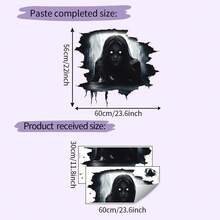 Halloween Wall Decals 2 Sheets Set Spooky Female Ghost PVC Peel And Stick Flat Halloween Wall Stickers - Black - View 7