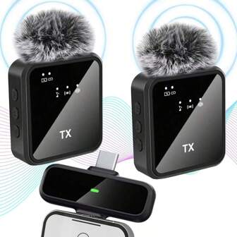 Micrófono lavalier inalámbrico compatible con iPhone, iPad y USB-C. Micrófono de solapa con conexión plug-and-play, 2.4G de ultra bajo retraso, con chip de reducción de ruido incorporado. Duración de la batería adecuada para grabación de video, entrevistas, podcasts y vlogs