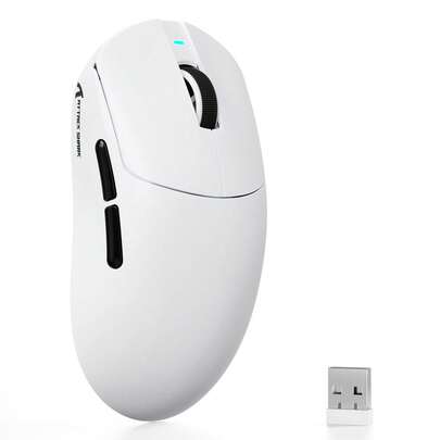  Mouse Gamer Sem Fio Superleve ATTACK SHARK X8 SE 55g, BK52820, Tri-Mode BT/2.4G Sem Fio/Com Fio, 25000 DPI, Bateria de 500mAh, Tamanho Ideal para Mãos Médias a Grandes, 5 Botões Programáveis para PC