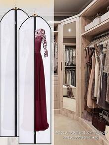 1个便携式白色无纺布连衣裙袋，婚纱袋，长裙收纳袋，180厘米/70.86英寸，宿舍必备衣物整理袋，衣柜收纳袋，卧室收纳袋 - 黑色 - 查看 10