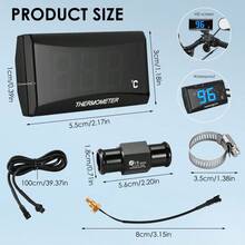 Un termómetro para motociclistas que muestra el termómetro - Indicador digital de temperatura del agua - Sensores de metal impermeables - Sensores para medidor de presión - Termómetro KOSO+