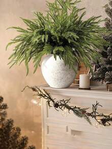 30/10/5 件人造松针树枝 DIY 礼品装饰绿植松针，假绿叶松针适用于 DIY 花环圣诞装饰和家庭花园装饰 - 綠色 - 查看 4