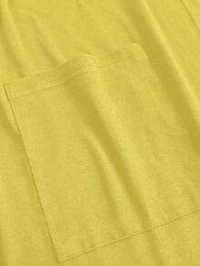 EARO 加大码女式休闲纯色双口袋长款轻薄前开襟夹克，舒适日常穿着，透气，修身剪裁，春秋季 - 黃色 - 查看 3