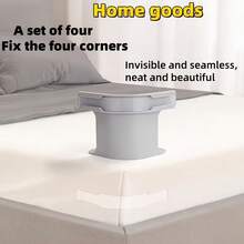 4 paquets d'ancres de drap de lit robustes - attaches de matelas antidérapantes avec pinces en forme de C et bandes transparentes (ajustement universel, attaches invisibles sans aiguille, des coins)