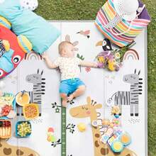 PLGLOG Baby Play Mat,59"X59" Foldable Play Mat,Baby Crawling Mat,Reversable,0.8" Thick Waterproof Baby Floor Play Mat,Carlwing Mat,Baby Floor Mat For Babies,Toddlers,Infants,Play & Tummy Ma - hươu cao cổ - Xem 8