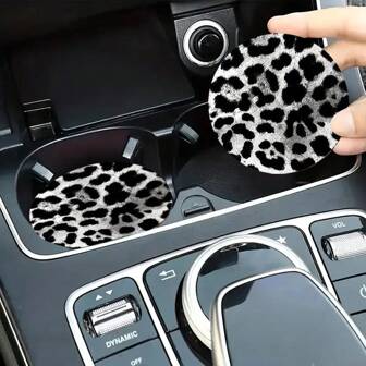 2pcs Brown Leopard Print Car Cup Holders - Waterproof And Dustproof, High Definition Faux Leather Material, Suitable For Vehicles And Home/Office Desks