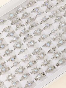 Juego de 10 anillos asimétricos de aleación para damas, con estilos seleccionados al azar, adecuado para que las damas los usen en festivales