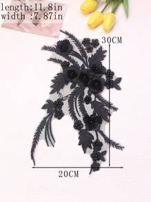 Handgefertigte 3D bestickte Perlenblumen Dekorative Applikationen, DIY Kleidungszubehör, Brautkleid Verzierungen, Größe: 30cm x 20cm