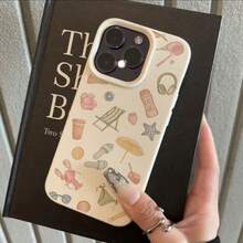 1pc TPU Material Cute Summer Beach Vacation Element Pattern Phone Case Compatible With Iphone/Compatible With Samsung Redmi - White - View 2