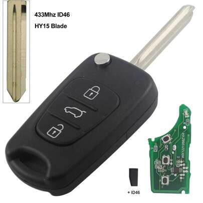 Jingyuqin Para H-Yundai I30 IX35 ELANTRA Tucson SONATA NF Llave remota plegable de coche con 3 botones, chip ID46 de 433 MHz ASK