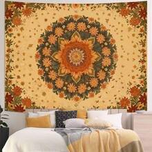 Boho Mandala Tapestry Wall Hanging Bohemian Floral Flower Medallion Tapestry Aesthetic Wall Art Large Green Yellow Hippie  Tapestries, Vintage Wall Decor Banner For Living Room Bedroom Dorm Home Decor(40x30inch/60x40inch/60x51inch/80x60inch) - Vàng Xanh Lá Cây - Xem 4