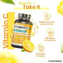 Vitastrong Vitamin C 1000 Mg Slow Release – 200 Tablets 100% Vegan, Pure Ascorbic Acid For Immune System, Bones, Skin, Energy And Collagen - Others - View 6