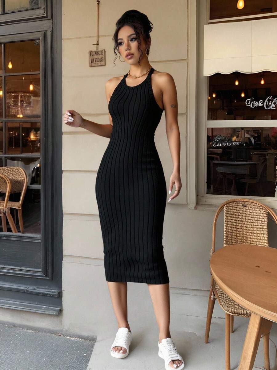 Vestido halter - Negro - Ver 1