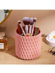 1个可旋转菱形网格化妆刷架，梳妆台收纳架 - 适用于口红、眉笔、眼影刷、散粉刷等，简约桌面文具刷架收纳架 - 彩色 - 查看 1