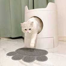 Cat Litter Mat, Pet Toilet Mat, Cat Litter Collection Mat, Pet Feeding Mat, Cleaning Mat, Pet Silicone Paw Print Cat Litter Mat, Pet Anti-Spill Cat Litter Mat - Multicolor - View 6