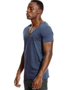Deep V Neck T Shirt For Men Low Cut Scoop Tee Invisible Tshirt Vee Top - Xanh lam - Cổ thấp Vee - Xem 11
