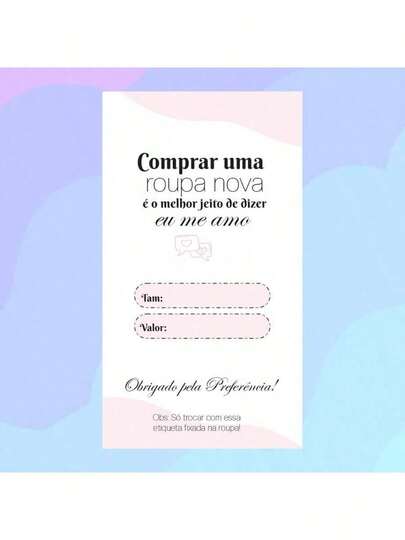 120und Etiquetas para Roupas - Tamanho e Valor | Lojista Personalizada | Promoção válida enquanto Durarem os Estoques!
