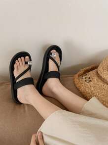 XIXITIAO Women's Outdoor Soft Bottom Square Rhinestone Decor Flip Flops, Beach Sandals, Non-Slip, Versatile Solid Color Thong Sandals. French Minimalist Style Flat Square Toe, Lightweight Comfortable Casual Home Slippers, Suitable For Beach/Outdoor/Slippers - Black Baguette Clip Toe - View 11