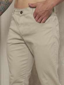 Men's Slim Fit Lycra Dress Pants With Built-In Pocket - Màu be - Xem 2