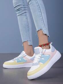BAOLIANGXIONG Lady's Sneaker Walking Style Shoes Women's Casual Shoes Outdoor White Sneakers - 白黃月 - 查看 3