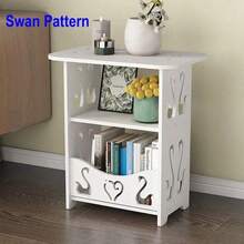 Mesa auxiliar multifuncional con estantes, ideal para sala o recámara, mueble compacto de almacenamiento, diseño moderno y elegante, fácil armado, organización eficiente para libros, accesorios y decoración. - Blanco - Ver 5